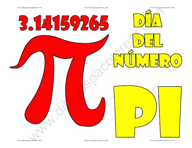 Dia del Numero Pi π dibujo a color y para colorear